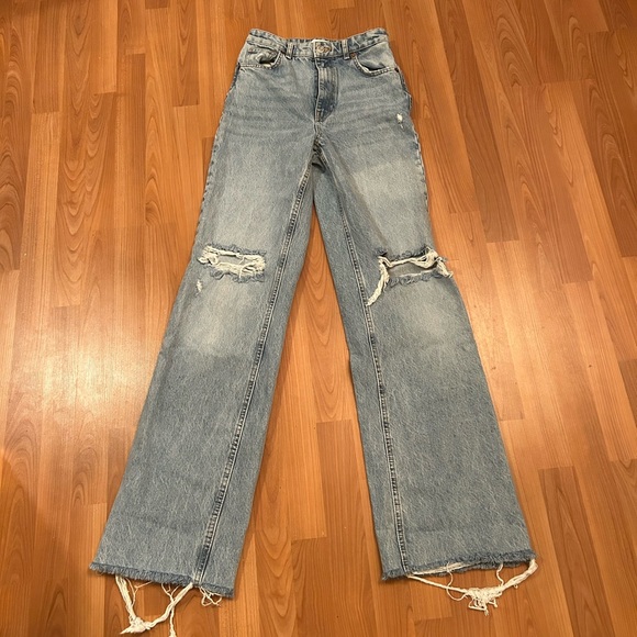 ZARA WIDE FULL LENGTH JEANS - Picture 7 of 9